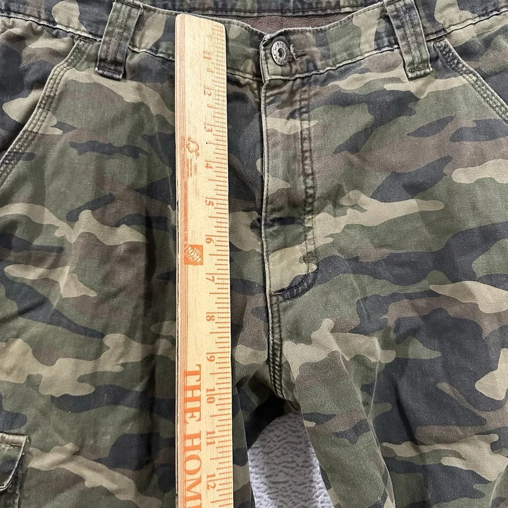 Wrangler Cargo Pants Men 32 x 30 Green Camo Baggy Y2K Fleece Lined Workwear